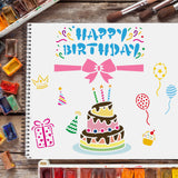Globleland Plastic Drawing Painting Stencils Templates, Rectangle, Birthday Themed Pattern, 297x210mm