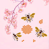 Globleland Plastic Drawing Painting Stencils Templates, Rectangle, Bees Pattern, 297x210mm