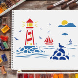 Globleland Plastic Drawing Painting Stencils Templates, Rectangle, Lighthouse Pattern, 297x210mm