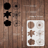 Globleland Plastic Drawing Painting Stencils Templates, Rectangle, Floral Pattern, 297x210mm