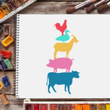 Globleland Plastic Drawing Painting Stencils Templates, Rectangle, Animal Pattern, 297x210mm
