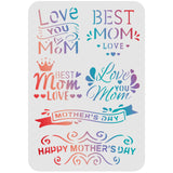 Globleland Plastic Drawing Painting Stencils Templates, Rectangle, Mother's Day Themed Pattern, 297x210mm