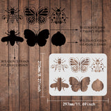 Globleland Plastic Drawing Painting Stencils Templates, Rectangle, Insect Pattern, 297x210mm