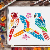 Globleland Plastic Drawing Painting Stencils Templates, Rectangle, Parrot Pattern, 297x210mm