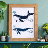 Globleland Plastic Drawing Painting Stencils Templates, Rectangle, Whale Pattern, 297x210mm