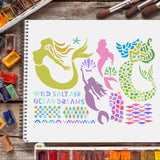 Globleland Plastic Drawing Painting Stencils Templates, Rectangle, Mermaid Pattern, 297x210mm
