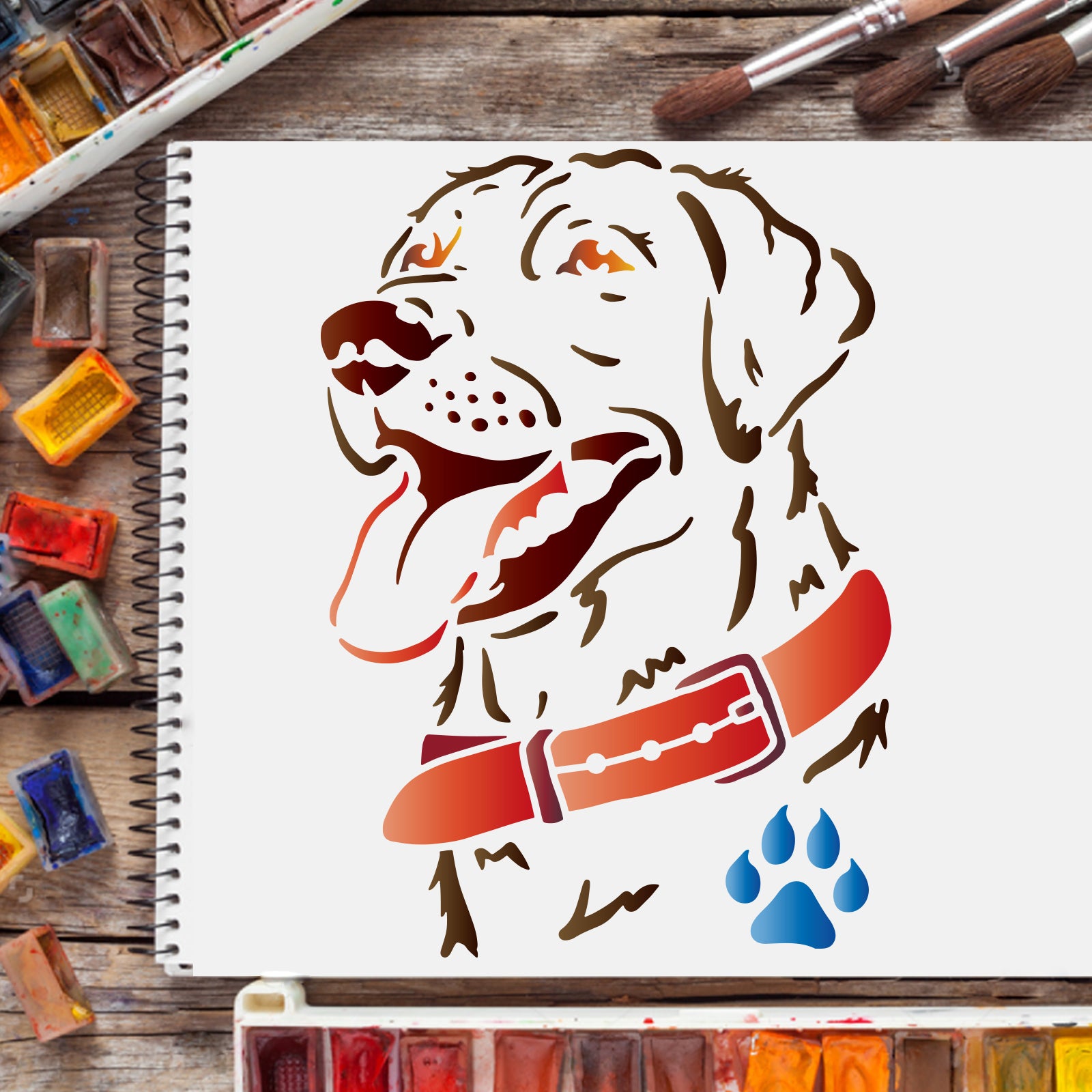 Globleland Plastic Drawing Painting Stencils Templates, Rectangle, Dog Pattern, 297x210mm