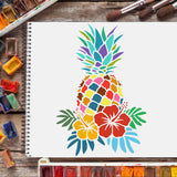 Globleland Plastic Drawing Painting Stencils Templates, Rectangle, Pineapple Pattern, 297x210mm