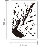 Globleland Large Plastic Reusable Drawing Painting Stencils Templates, for Painting on Scrapbook Fabric Tiles Floor Furniture Wood, Rectangle, Musical Instruments Pattern, 297x210mm