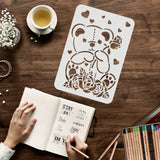 Globleland Plastic Reusable Drawing Painting Stencils Templates, for Painting on Fabric Tiles Floor Furniture Wood, Rectangle, Bear Pattern, 297x210mm