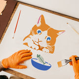 Globleland Plastic Drawing Painting Stencils Templates, Rectangle, Cat Pattern, 297x210mm