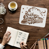 Globleland Plastic Drawing Painting Stencils Templates, Rectangle, Train Pattern, 297x210mm