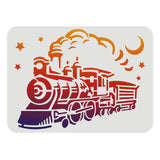 Globleland Plastic Drawing Painting Stencils Templates, Rectangle, Train Pattern, 297x210mm