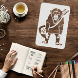 Globleland Plastic Reusable Drawing Painting Stencils Templates, for Painting on Fabric Tiles Floor Furniture Wood, Rectangle, Monkey Pattern, 297x210mm
