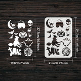 Globleland Plastic Reusable Drawing Painting Stencils Templates, for Painting on Fabric Tiles Floor Furniture Wood, Rectangle, Halloween Themed Pattern, 297x210mm