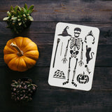 Globleland Plastic Reusable Drawing Painting Stencils Templates, for Painting on Fabric Tiles Floor Furniture Wood, Rectangle, Skull Pattern, 297x210mm