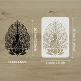 Globleland Plastic Reusable Drawing Painting Stencils Templates, for Painting on Fabric Tiles Floor Furniture Wood, Rectangle, Buddha Pattern, 297x210mm
