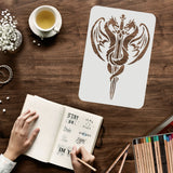 Globleland Plastic Reusable Drawing Painting Stencils Templates, for Painting on Fabric Tiles Floor Furniture Wood, Rectangle, Dragon Pattern, 297x210mm