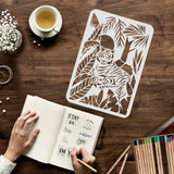 Globleland Plastic Reusable Drawing Painting Stencils Templates, for Painting on Fabric Tiles Floor Furniture Wood, Rectangle, Tiger Pattern, 297x210mm