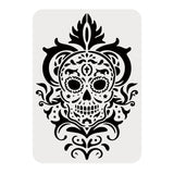 Globleland Plastic Reusable Drawing Painting Stencils Templates, for Painting on Fabric Tiles Floor Furniture Wood, Rectangle, Skull Pattern, 297x210mm