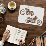 Globleland Plastic Reusable Drawing Painting Stencils Templates, for Painting on Fabric Tiles Floor Furniture Wood, Rectangle, Motorbike Pattern, 297x210mm