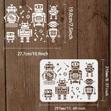 Globleland Plastic Reusable Drawing Painting Stencils Templates, for Painting on Fabric Tiles Floor Furniture Wood, Rectangle, Robot Pattern, 297x210mm