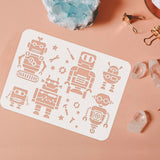 Globleland Plastic Reusable Drawing Painting Stencils Templates, for Painting on Fabric Tiles Floor Furniture Wood, Rectangle, Robot Pattern, 297x210mm