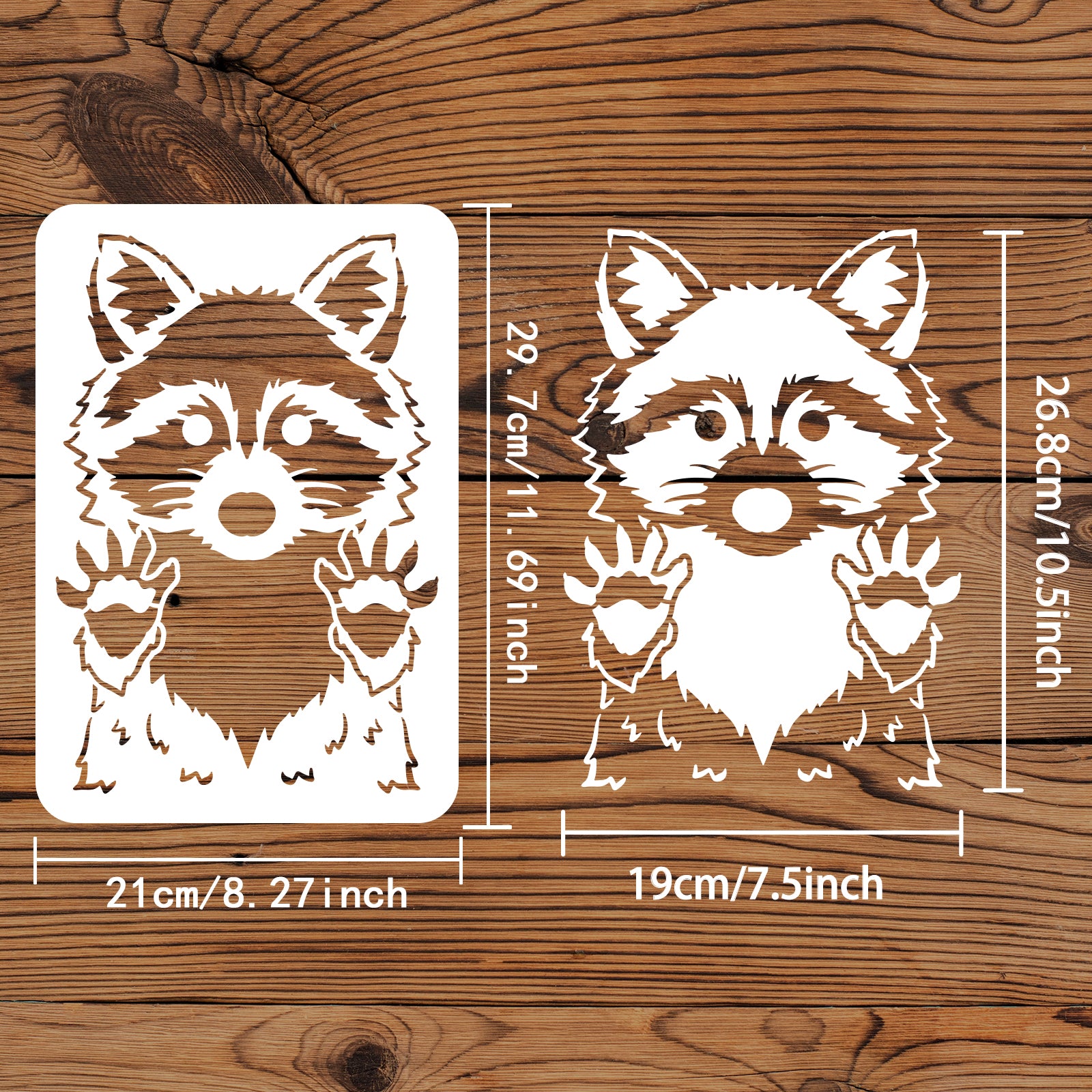 Globleland Plastic Reusable Drawing Painting Stencils Templates, for Painting on Fabric Tiles Floor Furniture Wood, Rectangle, Raccoon Pattern, 297x210mm