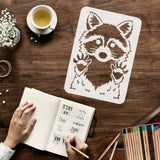 Globleland Plastic Reusable Drawing Painting Stencils Templates, for Painting on Fabric Tiles Floor Furniture Wood, Rectangle, Raccoon Pattern, 297x210mm