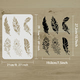 Globleland Plastic Reusable Drawing Painting Stencils Templates, for Painting on Fabric Tiles Floor Furniture Wood, Rectangle, Feather Pattern, 297x210mm