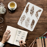 Globleland Plastic Reusable Drawing Painting Stencils Templates, for Painting on Fabric Tiles Floor Furniture Wood, Rectangle, Feather Pattern, 297x210mm