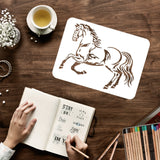 Globleland Large Plastic Reusable Drawing Painting Stencils Templates, for Painting on Scrapbook Fabric Tiles Floor Furniture Wood, Rectangle, Horse Pattern, 297x210mm