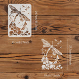 Globleland Plastic Reusable Drawing Painting Stencils Templates, for Painting on Fabric Tiles Floor Furniture Wood, Rectangle, Dragonfly Pattern, 297x210mm