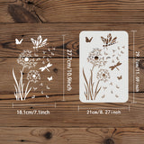 Globleland Large Plastic Reusable Drawing Painting Stencils Templates, for Painting on Scrapbook Fabric Tiles Floor Furniture Wood, Rectangle, Dandelion Pattern, 297x210mm
