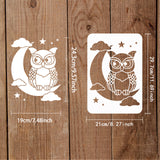 Globleland Large Plastic Reusable Drawing Painting Stencils Templates, for Painting on Scrapbook Fabric Tiles Floor Furniture Wood, Rectangle, Owl Pattern, 297x210mm