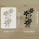 Globleland Large Plastic Reusable Drawing Painting Stencils Templates, for Painting on Scrapbook Fabric Tiles Floor Furniture Wood, Rectangle, Plants Pattern, 297x210mm
