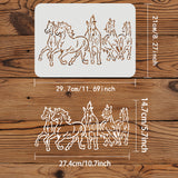 Globleland Large Plastic Reusable Drawing Painting Stencils Templates, for Painting on Scrapbook Fabric Tiles Floor Furniture Wood, Rectangle, Horse Pattern, 297x210mm