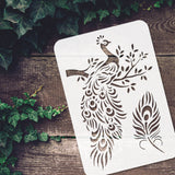 Globleland Large Plastic Reusable Drawing Painting Stencils Templates, for Painting on Scrapbook Fabric Tiles Floor Furniture Wood, Rectangle, Peacock Pattern, 297x210mm