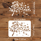 Globleland Large Plastic Reusable Drawing Painting Stencils Templates, for Painting on Scrapbook Fabric Tiles Floor Furniture Wood, Rectangle, Sakura Pattern, 297x210mm