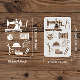 Globleland Large Plastic Reusable Drawing Painting Stencils Templates, for Painting on Scrapbook Fabric Tiles Floor Furniture Wood, Rectangle, Sewing Machine Pattern, 297x210mm