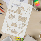 Globleland Large Plastic Reusable Drawing Painting Stencils Templates, for Painting on Scrapbook Fabric Tiles Floor Furniture Wood, Rectangle, Sewing Machine Pattern, 297x210mm