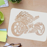 Globleland Large Plastic Reusable Drawing Painting Stencils Templates, for Painting on Scrapbook Fabric Tiles Floor Furniture Wood, Rectangle, Motorbike Pattern, 297x210mm