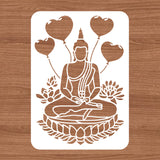 Globleland Large Plastic Reusable Drawing Painting Stencils Templates, for Painting on Scrapbook Fabric Tiles Floor Furniture Wood, Rectangle, Buddha Pattern, 297x210mm