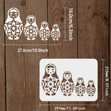 Globleland Large Plastic Reusable Drawing Painting Stencils Templates, for Painting on Scrapbook Fabric Tiles Floor Furniture Wood, Rectangle, Doll Pattern, 297x210mm
