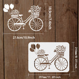 Globleland Large Plastic Reusable Drawing Painting Stencils Templates, for Painting on Scrapbook Fabric Tiles Floor Furniture Wood, Rectangle, Bicycle Pattern, 297x210mm