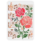 Globleland Large Plastic Reusable Drawing Painting Stencils Templates, for Painting on Scrapbook Fabric Tiles Floor Furniture Wood, Rectangle, Rose Pattern, 297x210mm