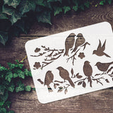 Globleland Large Plastic Reusable Drawing Painting Stencils Templates, for Painting on Scrapbook Fabric Tiles Floor Furniture Wood, Rectangle, Bird Pattern, 297x210mm