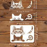 Globleland Large Plastic Reusable Drawing Painting Stencils Templates, for Painting on Scrapbook Fabric Tiles Floor Furniture Wood, Rectangle, Cat Pattern, 297x210mm
