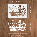 Globleland Large Plastic Reusable Drawing Painting Stencils Templates, for Painting on Scrapbook Fabric Tiles Floor Furniture Wood, Rectangle, Easter Theme Pattern, 297x210mm