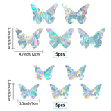 Globleland Rainbow Prism Paster, Window Sticker Decorations, Butterfly, Colorful, 9x6.3cm, 12x8.5cm, 10pcs/set